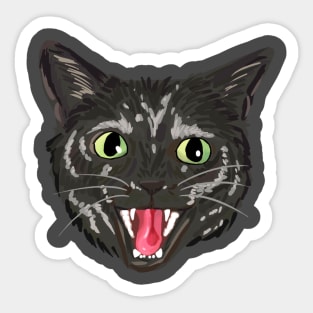 Black Cat Hiss Sticker